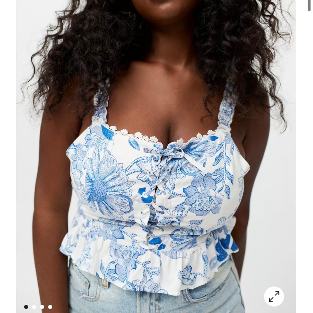 Urban Outfitters Goodie Lace-Up Bustier White Top